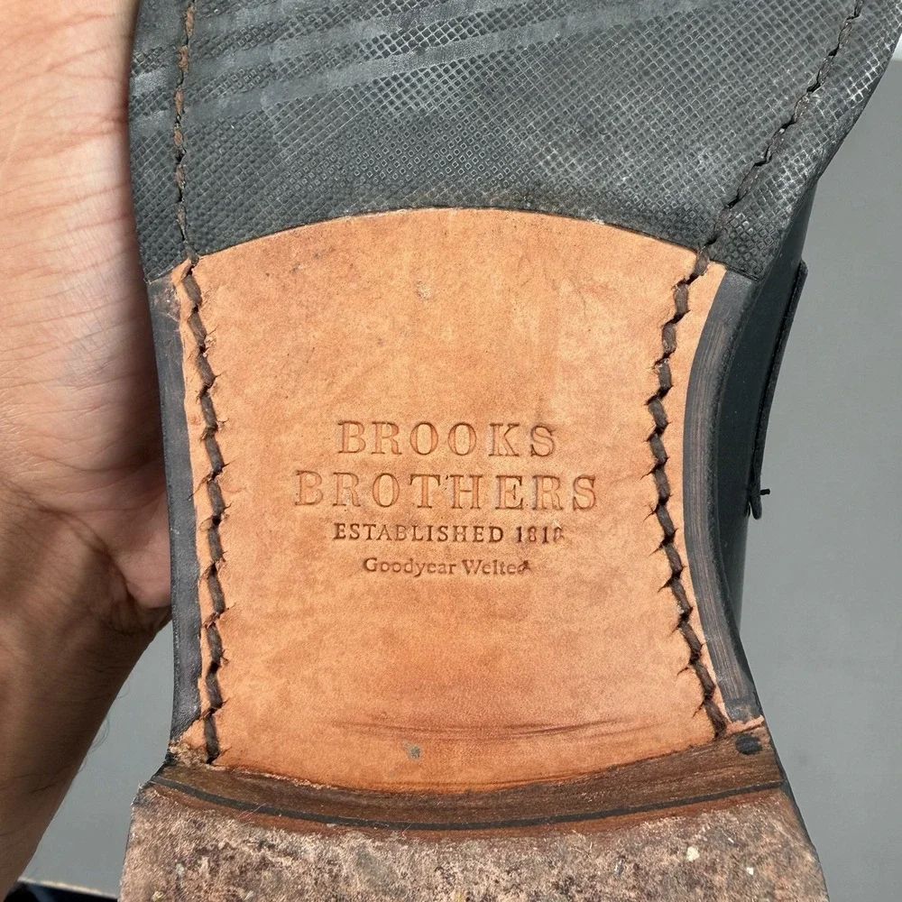 Brooks Brothers Black Leather Goodyear Welted Penny Loafers Men 9.5D Made in USA